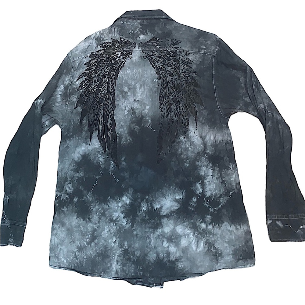 EIGHTY-EIGHT: Long Sleeve Button Up Shirt w/ Felt Wings - Size XL
